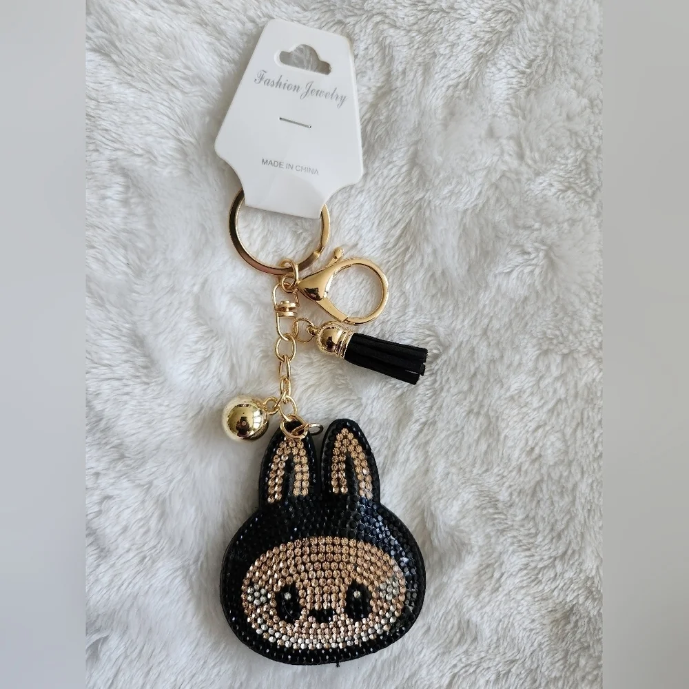 Black and Gold Labubu Keychain Bag Charm